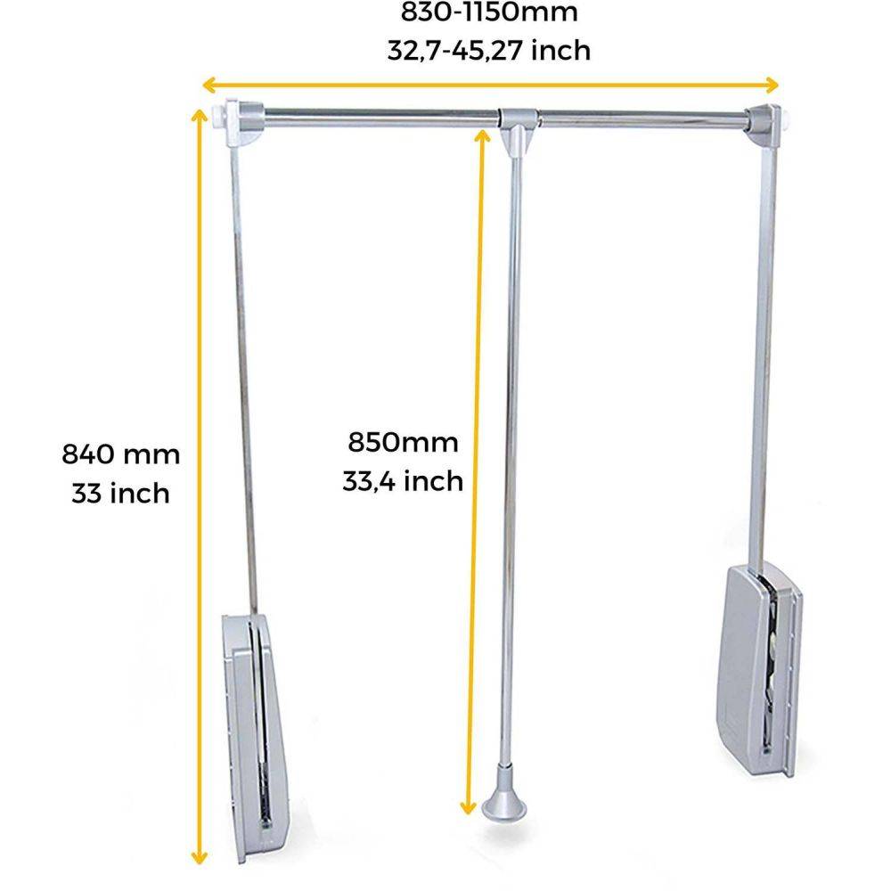 Emuca - Penderie rabattable chromée pour armoire Hang Largeur réglable de 83 à 150 cm - Image 3