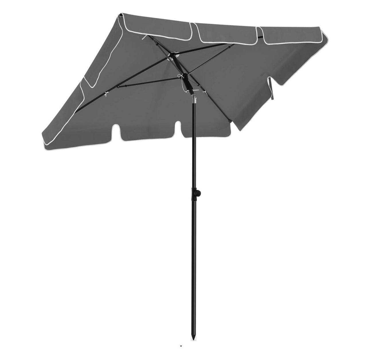 Helloshop26 - Parasol de balcon rectangulaire 2 x 1 25 m protection UPF 50+ ombrelle toile avec revêtement en pa sac de transport terrasse jardin sans socle gris - Image 1