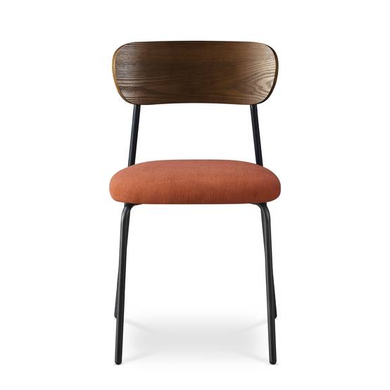 Sicaan Lot de 4 chaises scandinaves velours côtelé terracotta placage frêne pieds métal noir - OLIVIA - Image 6