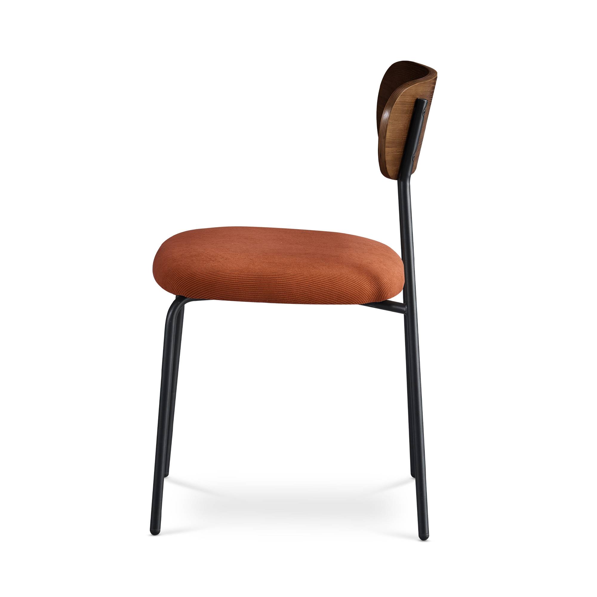 Sicaan Lot de 4 chaises scandinaves velours côtelé terracotta placage frêne pieds métal noir - OLIVIA - Image 8