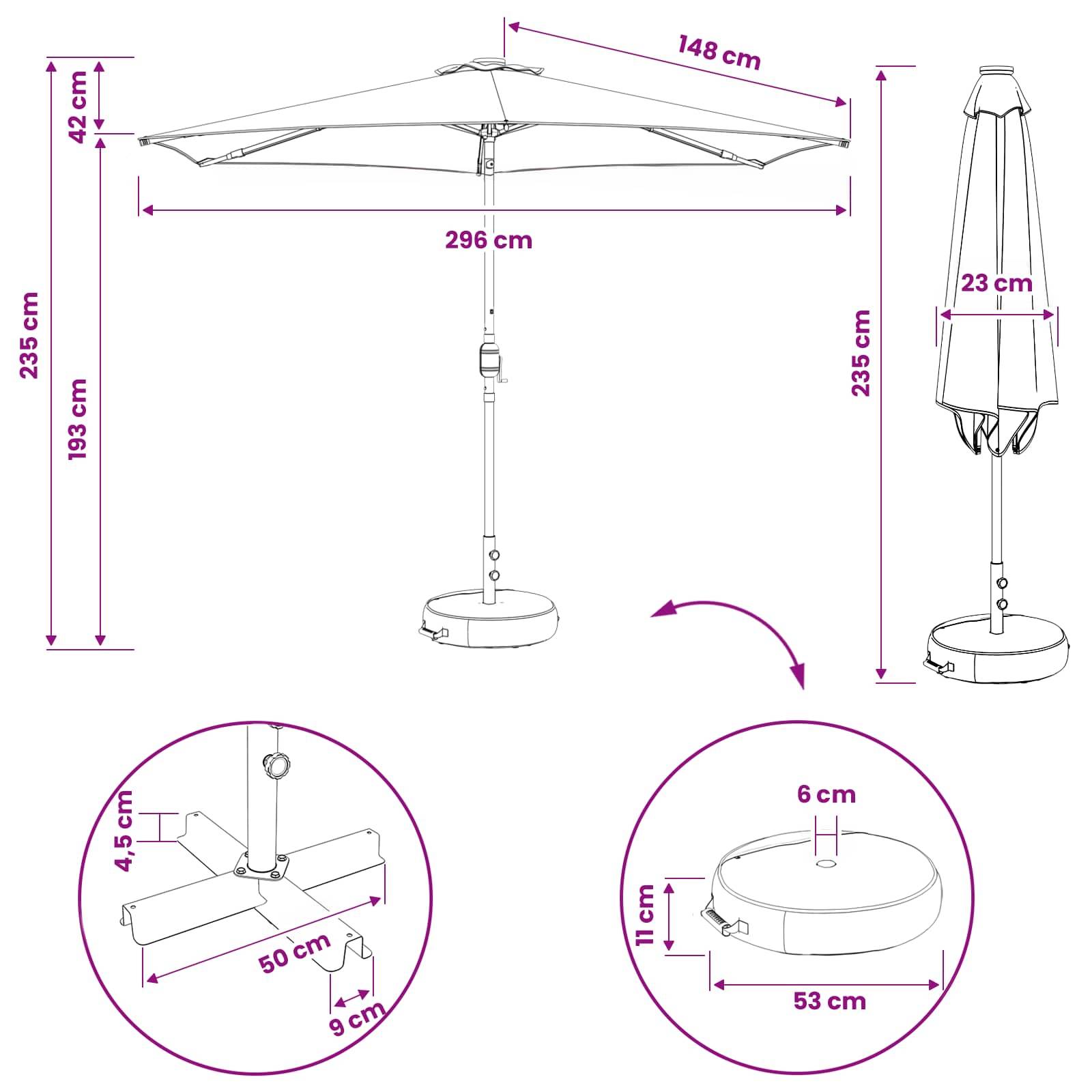 Parasol de jardin polyester terre cuite 296 x 296 x 235 cm - PANGIVO - Image 8