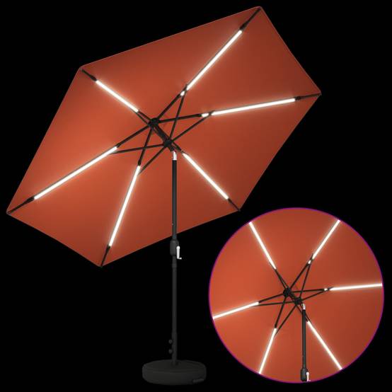 Parasol de jardin polyester terre cuite 296 x 296 x 235 cm - PANGIVO - Image 4