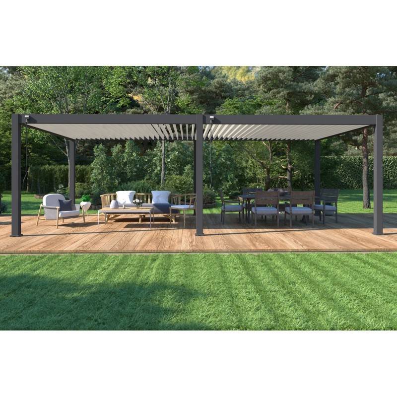 Chalet & Jardin - Pergola bioclimatique - Ombréa - autoportante - 4x8M - Anthracite blanc - ELMO - 400x800x258 cm - Image 2