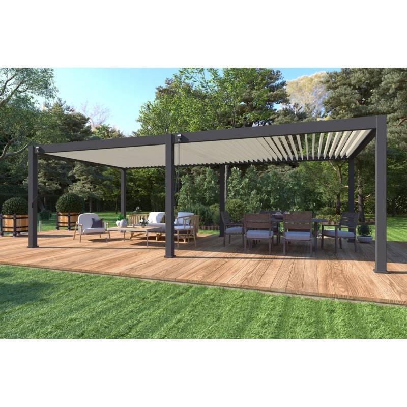 Chalet & Jardin - Pergola bioclimatique - Ombréa - autoportante - 4x8M - Anthracite blanc - ELMO - 400x800x258 cm - Image 4