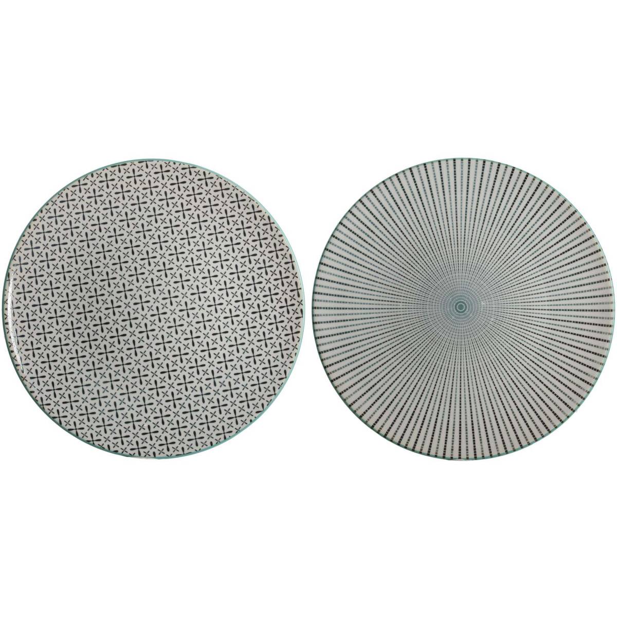 The Home Deco Factory - Assiette plate en porcelaine My Little Market 26.5 cm (Lot de 2) - Image 1