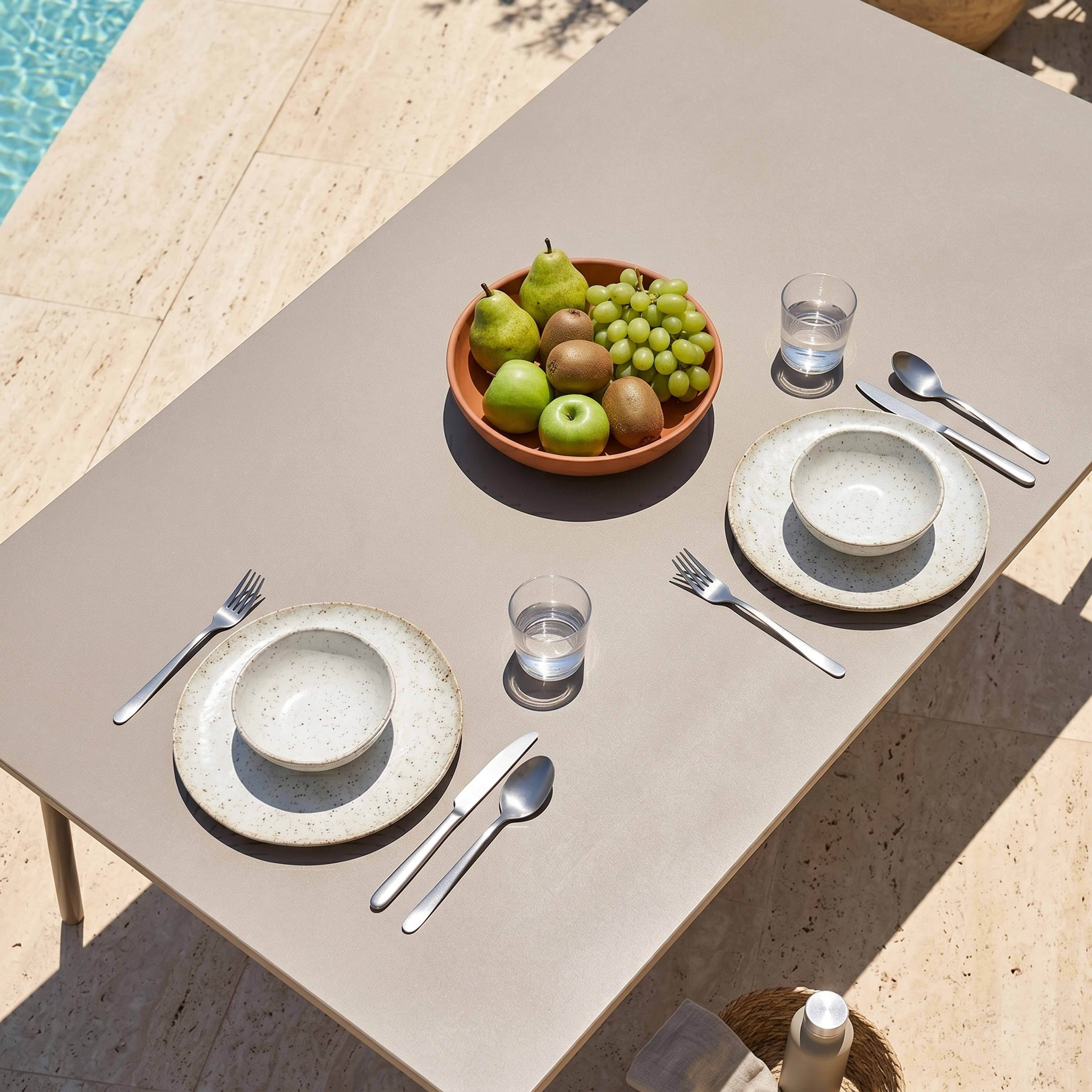 Oviala - Table de jardin rectangulaire en acier 8 places 180 cm taupe Palavas - Oviala - Image 3