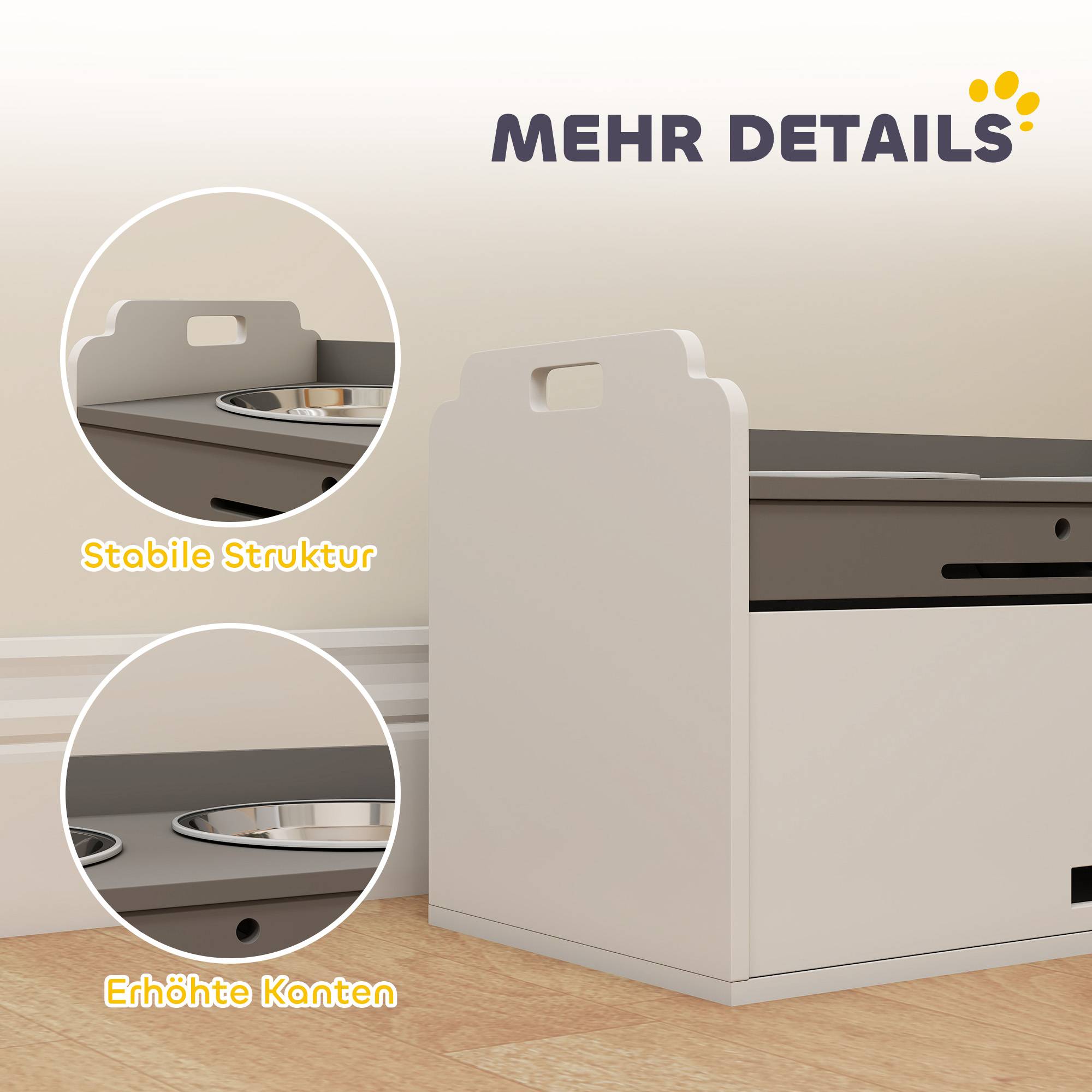 Meuble gamelle surélevé MDF et acier blanc 60 x 30 x 35.5 cm - PANGIVO - Image 10