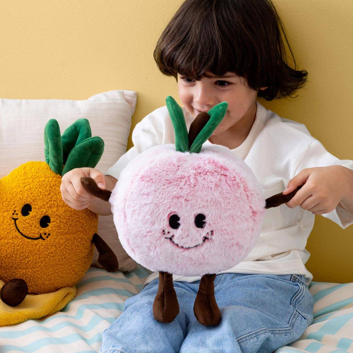 Peluche Enfant Pêche "Peachy" 20cm Rose - Image 3