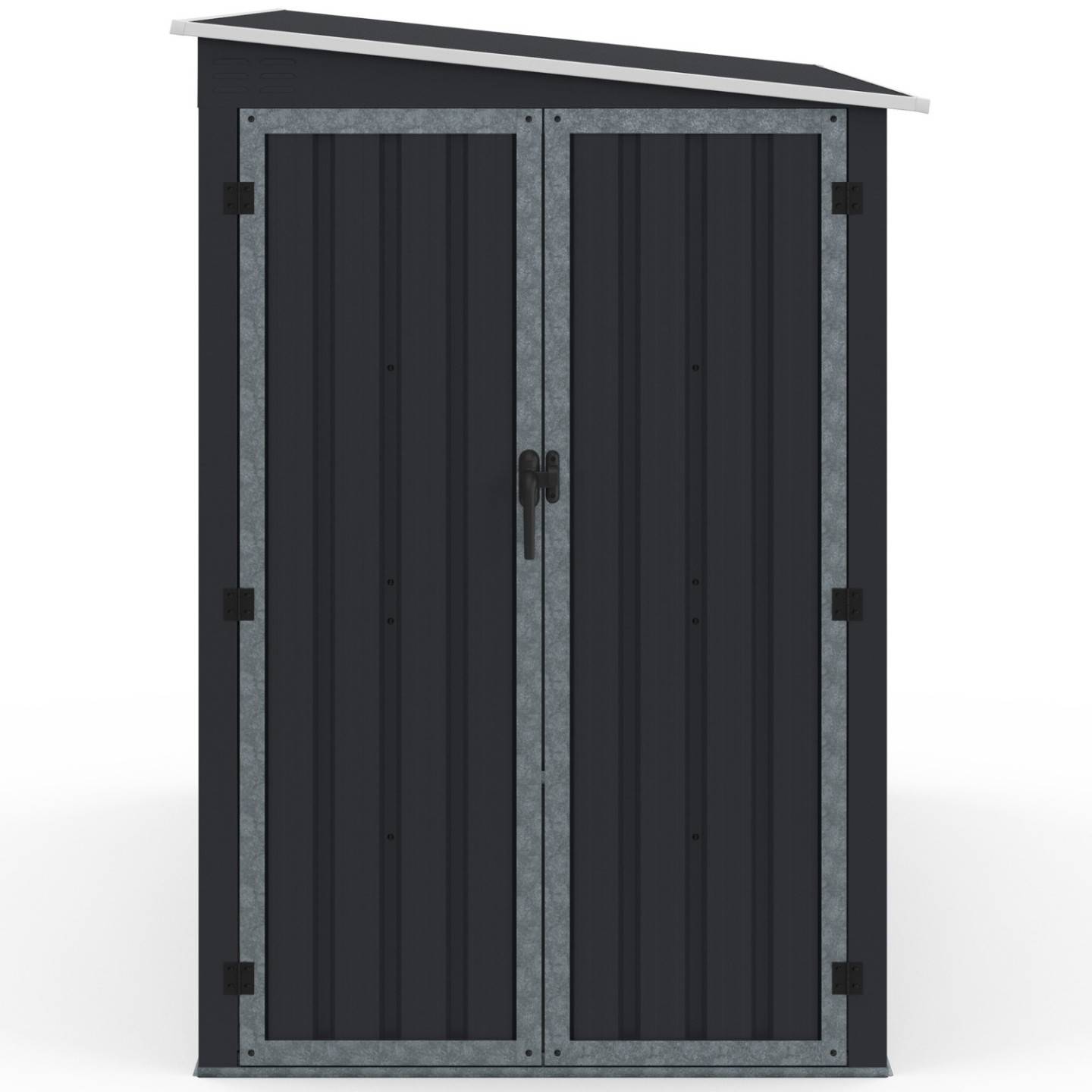 IDMARKET - Abri de jardin adossé 3 m² gris en acier galvanisé double porte latérale - Image 3