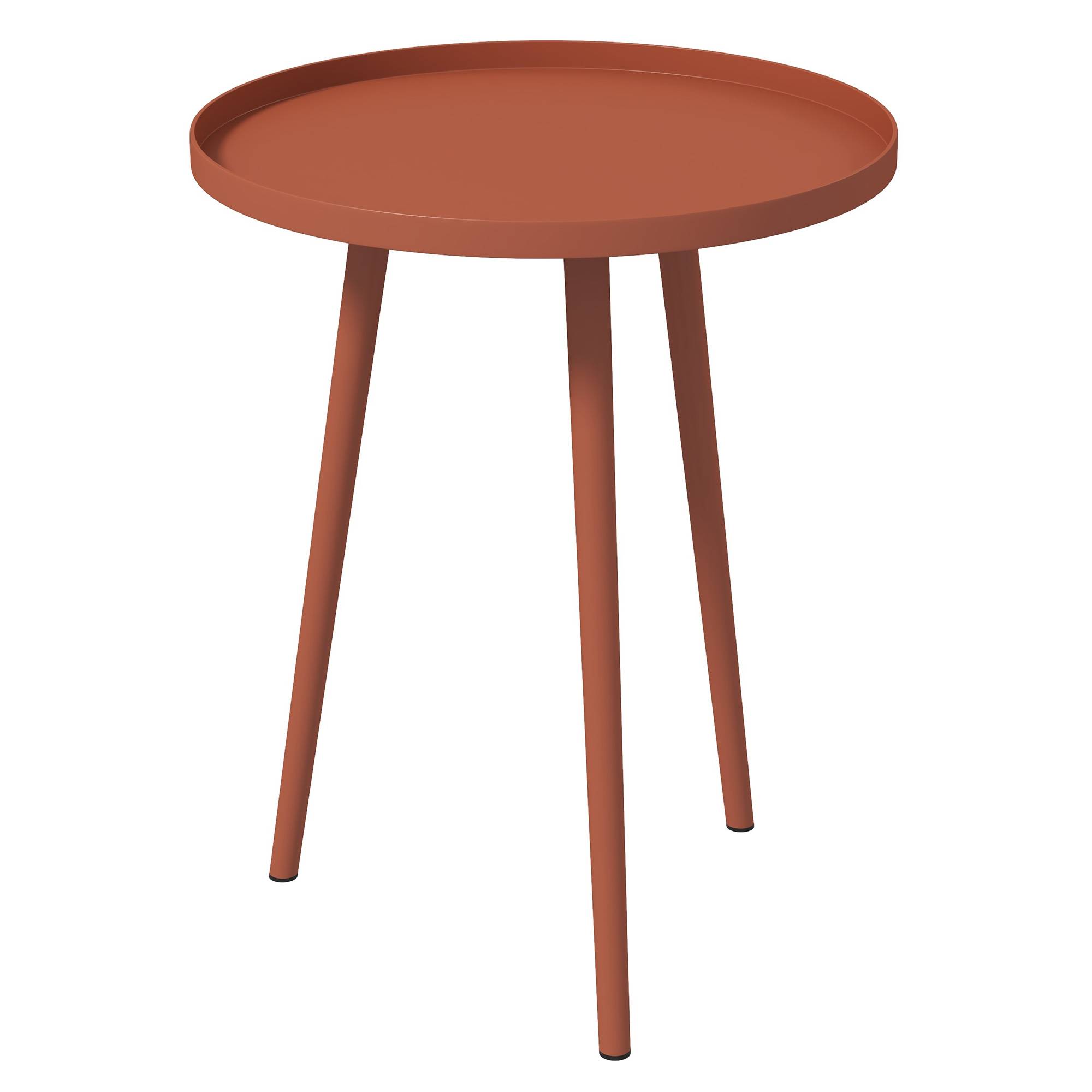 Table basse de jardin ronde, table d'appoint extérieur avec bord rond en acier, dim. Ø40 x 50H cm rouge - Image 2