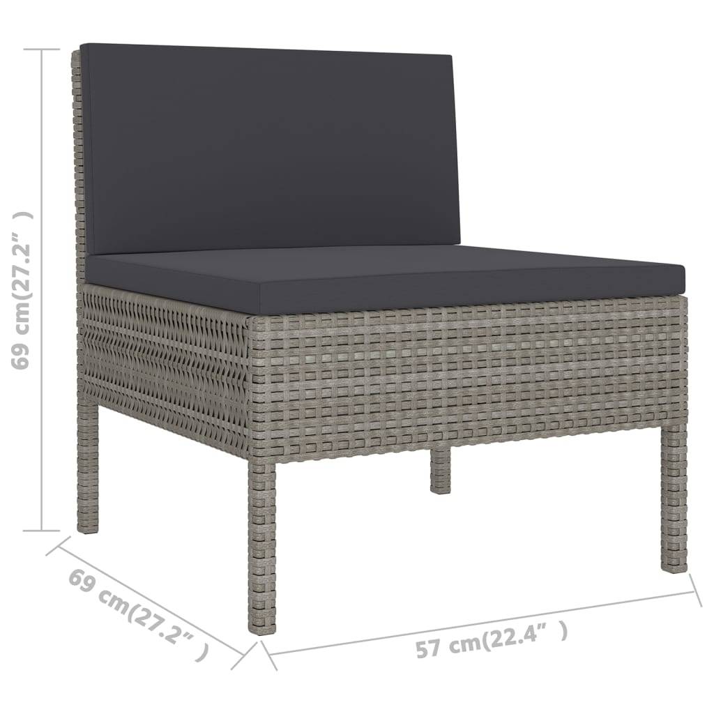 Helloshop26 - Salon de jardin meuble d'extérieur ensemble de mobilier 9 pièces avec coussins résine tressée gris - Image 5