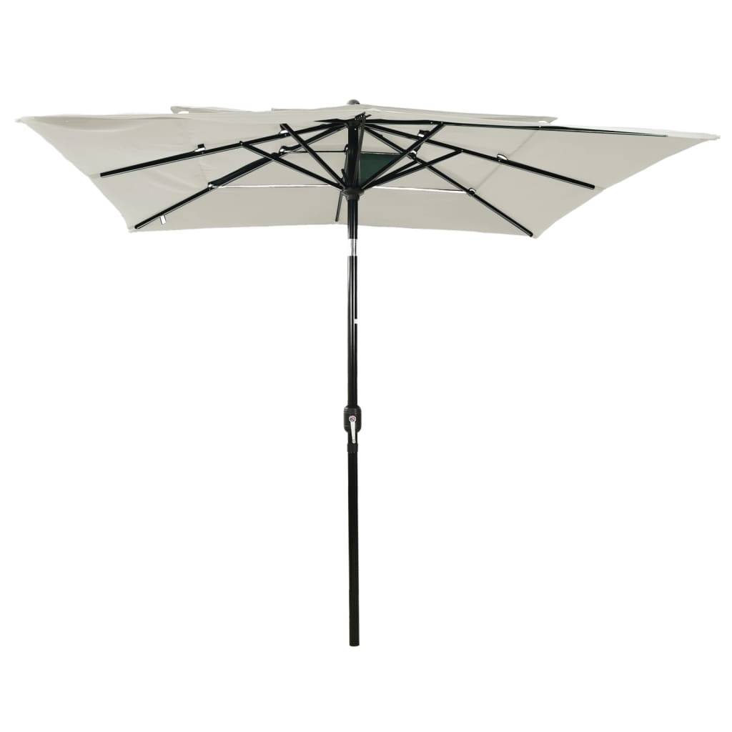 Helloshop26 - Parasol à 3 niveaux avec mât en aluminium 2,5 x 2,5 m sable - Image 2