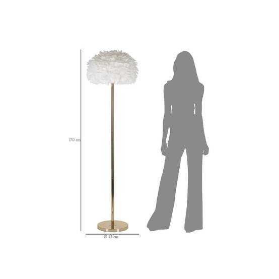 Lampadaire Imitation Plume "Slim" 170cm Or & Blanc - Image 6