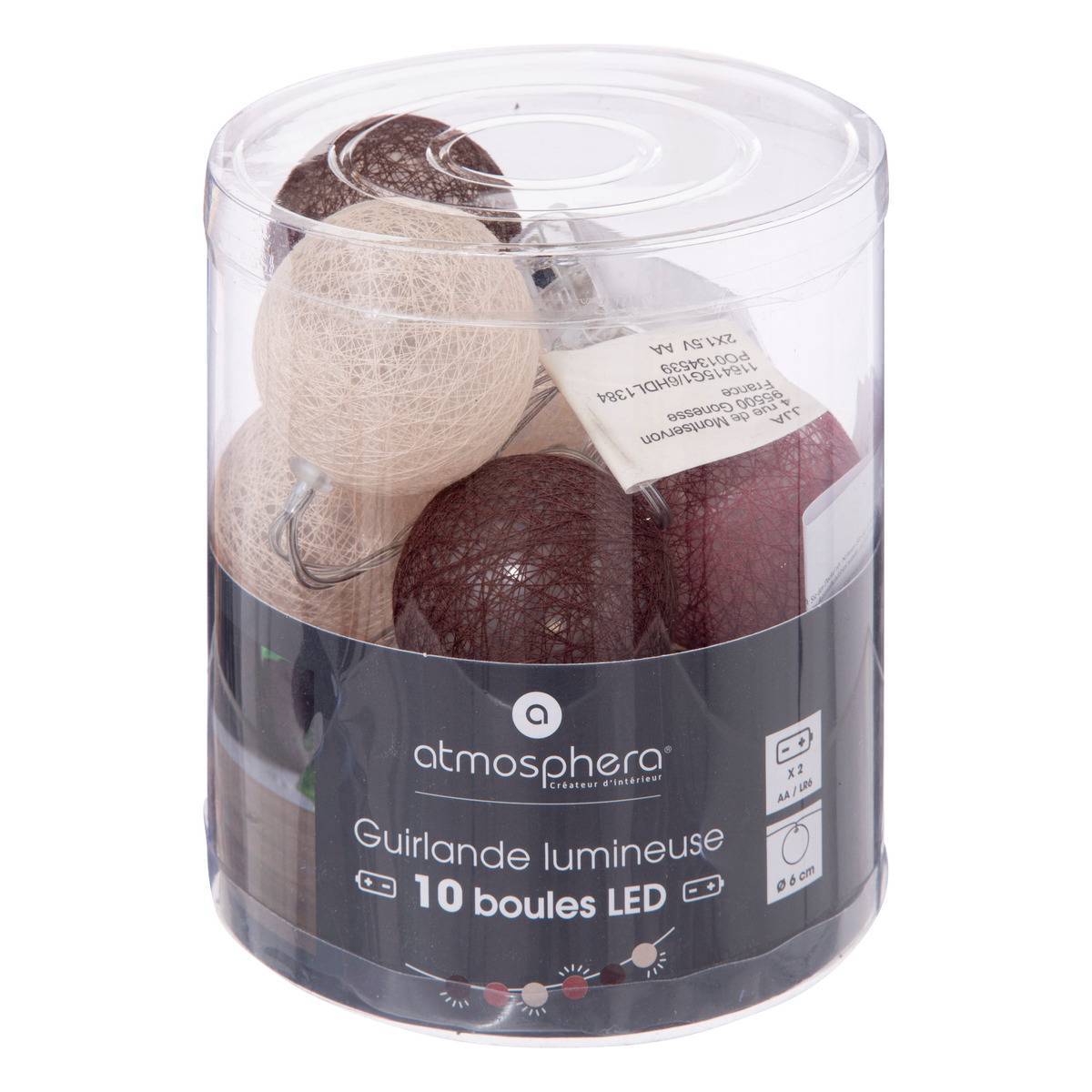Atmosphera - Guirlande Led pile 10 boules "Dune" D6 - Atmosphera Créateur d'intérieur - Image 2
