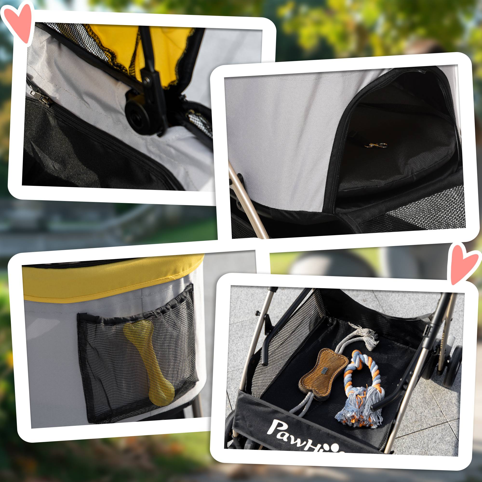 PANGIVO - Chariot pour chien 2-en-1, tissu Oxford, jaune, 82 x 49.5 x 98 cm - PANGIVO - Image 7