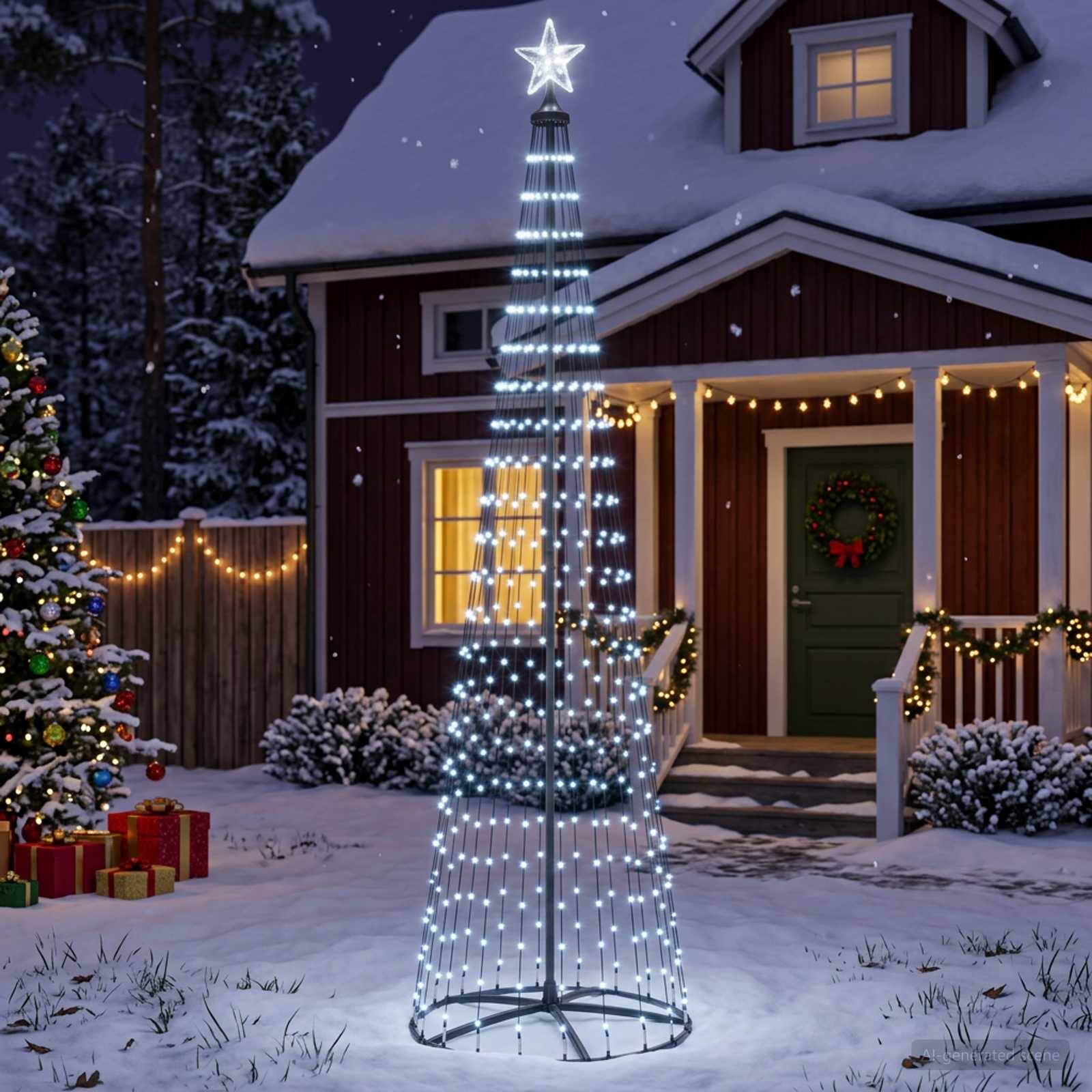 Vidaxl - Sapin cône lumineux LED 250 cm 470 LED Blanc froid Acier Blanc vidaXL 42050813 - Image 1