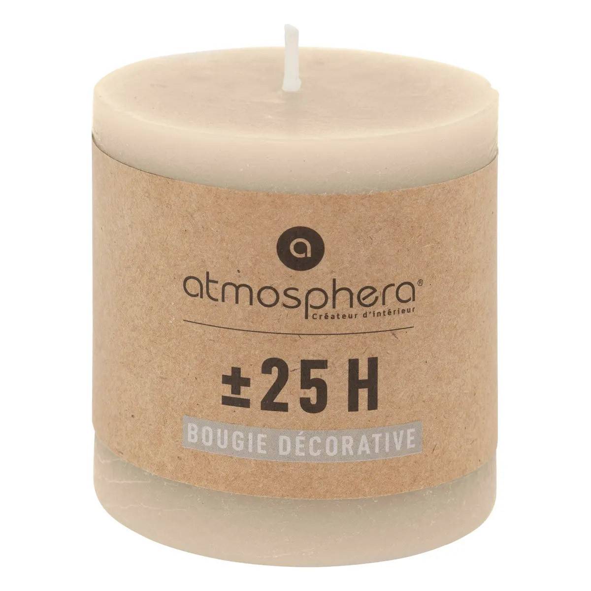 Atmosphera - Bougie Ronde "Rustic" 7cm Taupe - Image 2