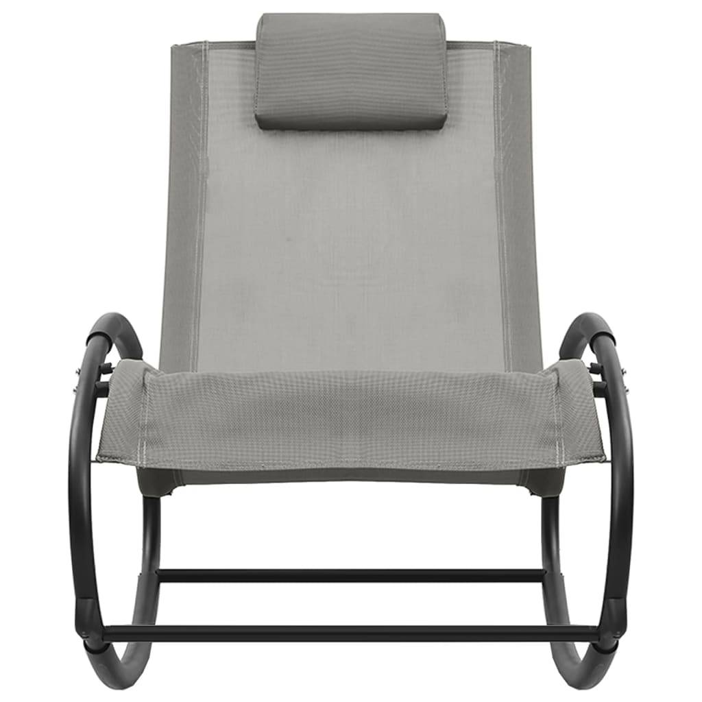 Helloshop26 - Transat chaise longue bain de soleil lit de jardin terrasse meuble d'extérieur 105,5 cm avec oreiller acier et textilène gris - Image 2