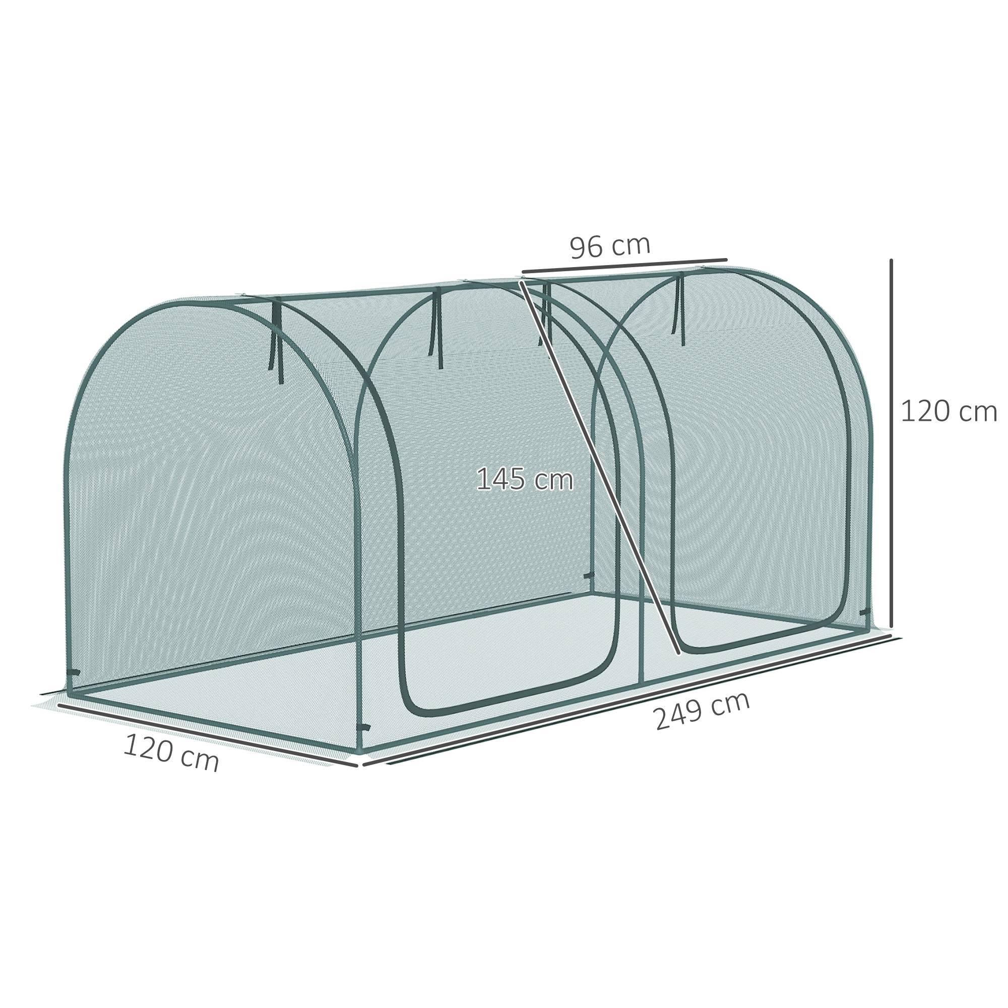 Tunnel de protection plantes acier pour potager anti-oiseaux 249x120cm vert - ComfortXL Outdoor Living - Image 3