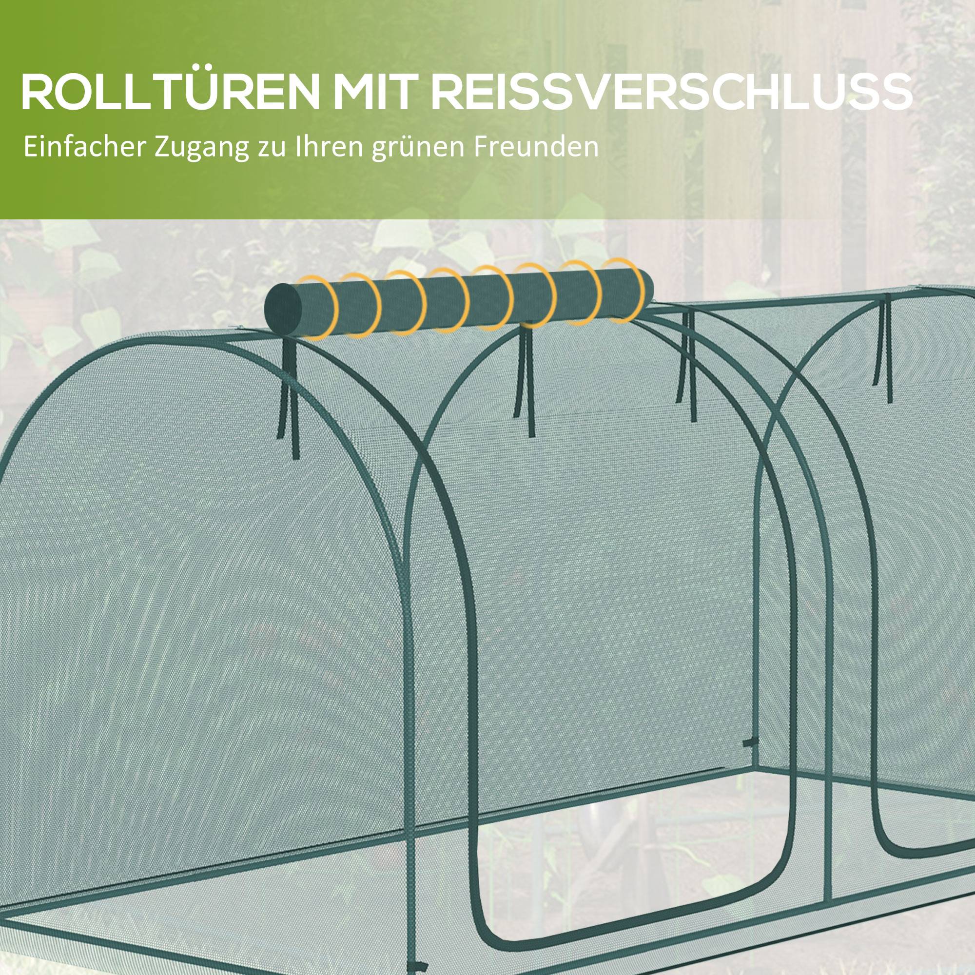 Tunnel de protection plantes acier pour potager anti-oiseaux 249x120cm vert - ComfortXL Outdoor Living - Image 6