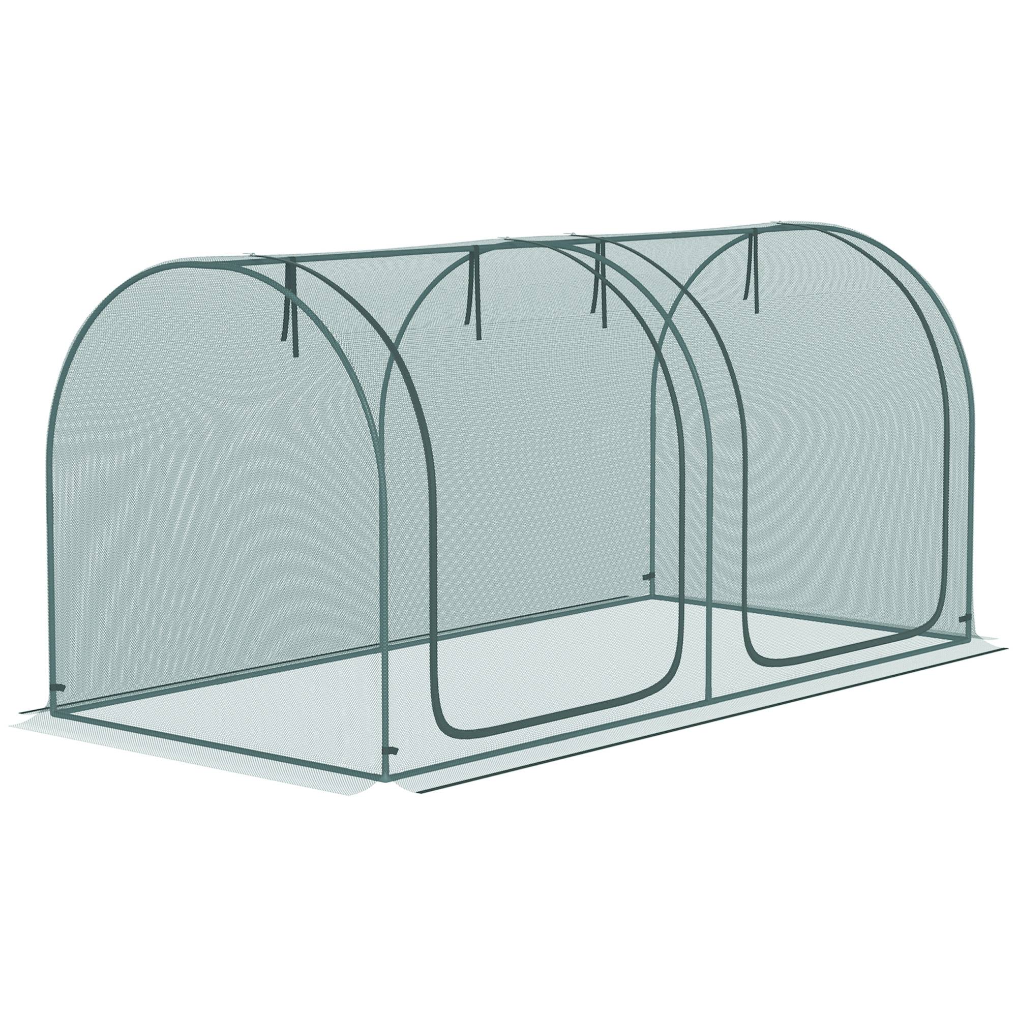 Tunnel de protection plantes acier pour potager anti-oiseaux 249x120cm vert - ComfortXL Outdoor Living - Image 2