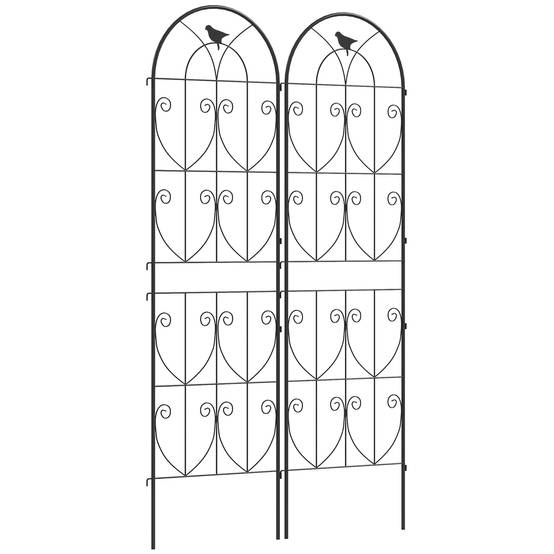 Lot 2 Treillis Jardin Métal Oiseaux Plantes Grimpantes Décoration Extérieure 50x180cm Noir - ComfortXL Outdoor Living - Image 1