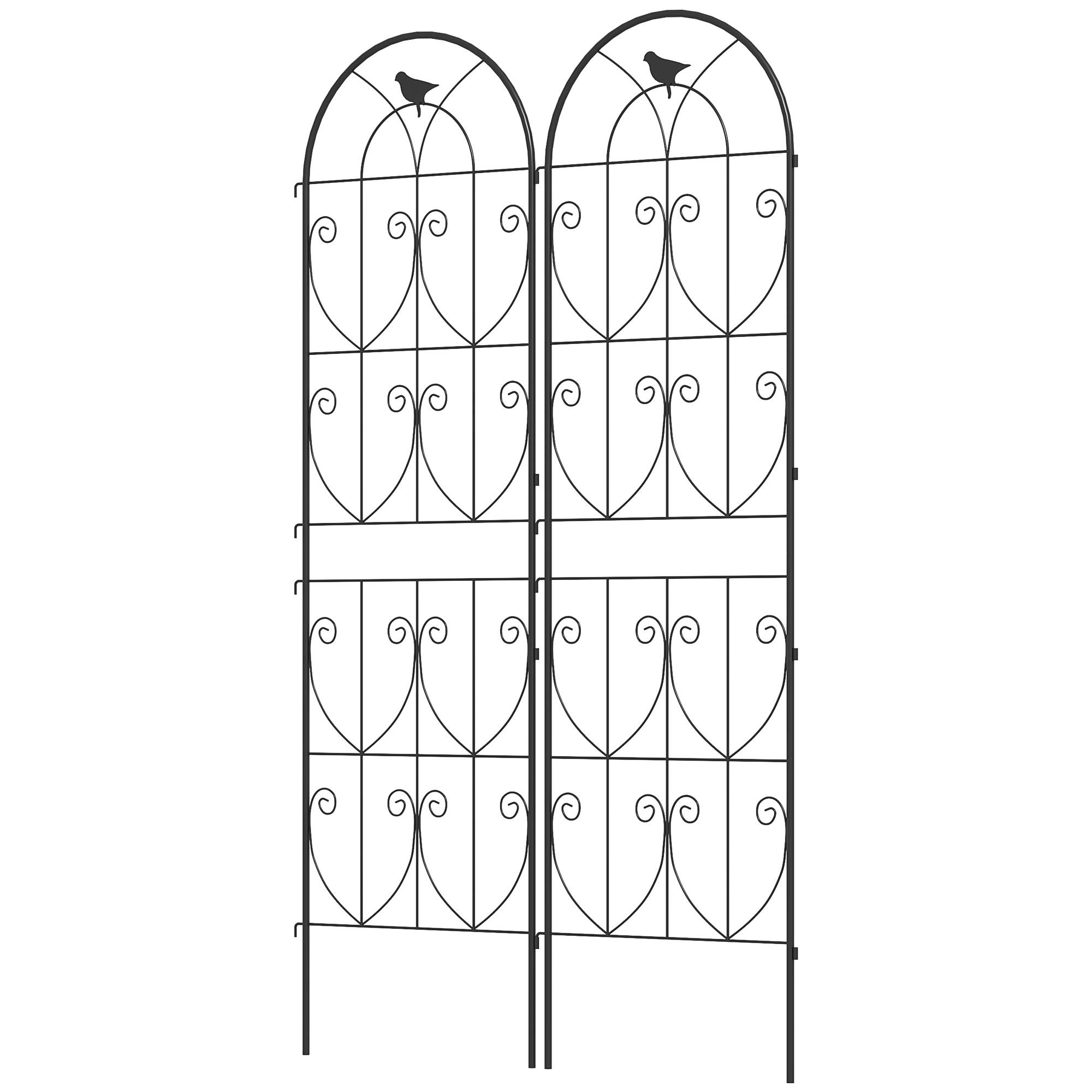 Lot 2 Treillis Jardin Métal Oiseaux Plantes Grimpantes Décoration Extérieure 50x180cm Noir - ComfortXL Outdoor Living - Image 2