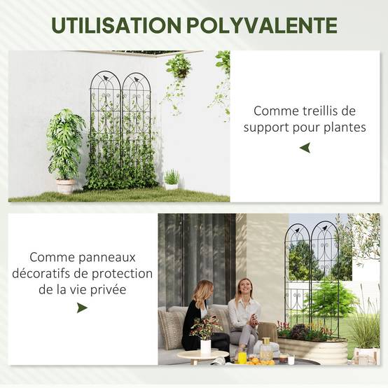 Lot 2 Treillis Jardin Métal Oiseaux Plantes Grimpantes Décoration Extérieure 50x180cm Noir - ComfortXL Outdoor Living - Image 8