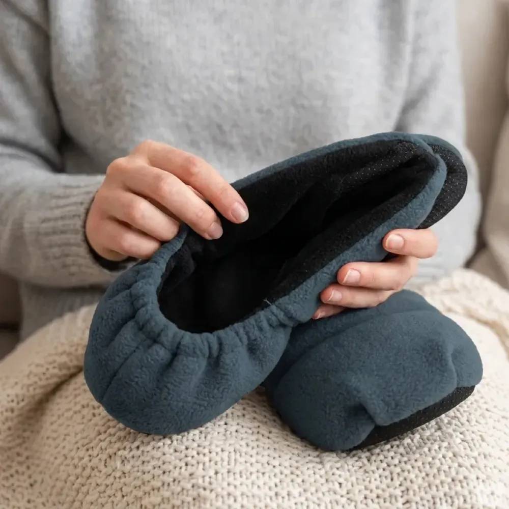 Chaussons Chauffants Femme Gris - Confort Textile Basse Tige  Taille 36 / 40 - Image 8