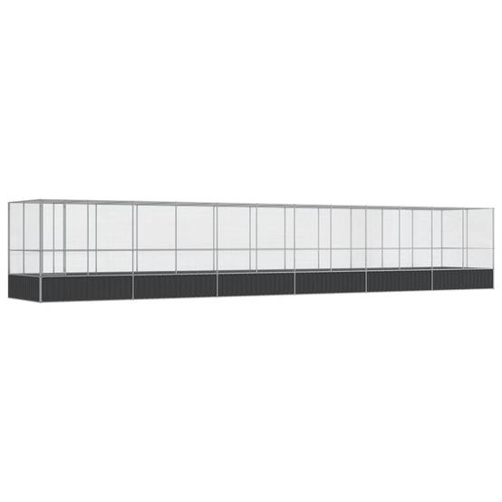 Volière Oiseaux XXL Acier Galvanisé Solide 1246x207cm Argent - ComfortXL Outdoor Living - Image 2