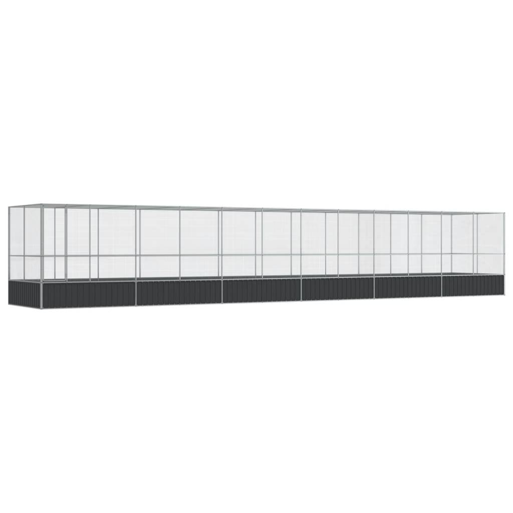 Volière Oiseaux XXL Acier Galvanisé Solide 1246x207cm Argent - ComfortXL Outdoor Living - Image 2