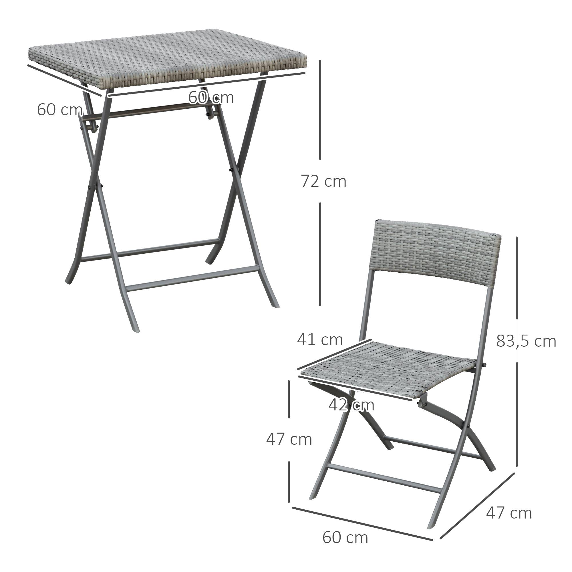 Outsunny - Ensemble meubles de jardin design table carré et chaises pliables résine tressée imitation rotin gris - Outsunny - Image 3