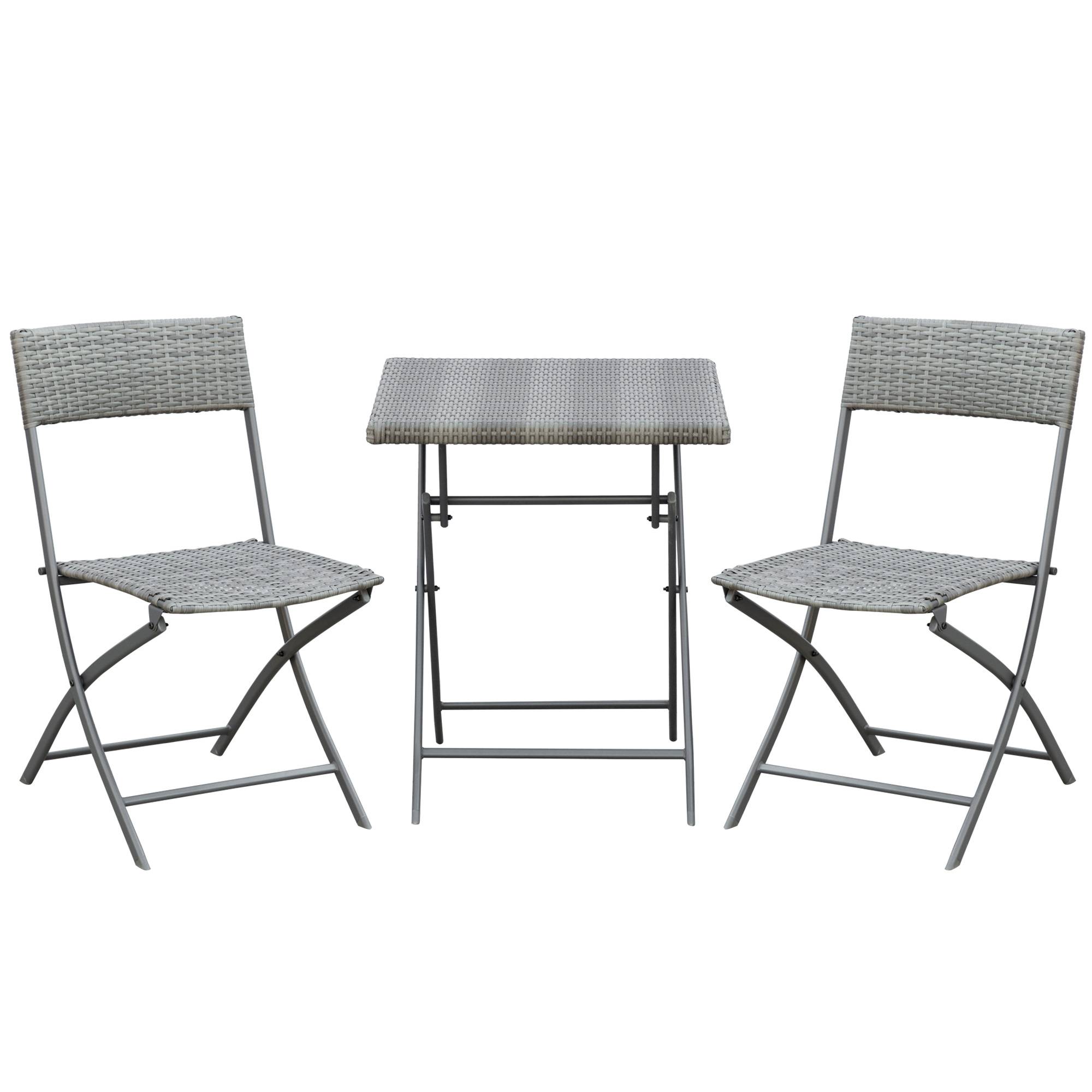 Outsunny - Ensemble meubles de jardin design table carré et chaises pliables résine tressée imitation rotin gris - Outsunny - Image 1