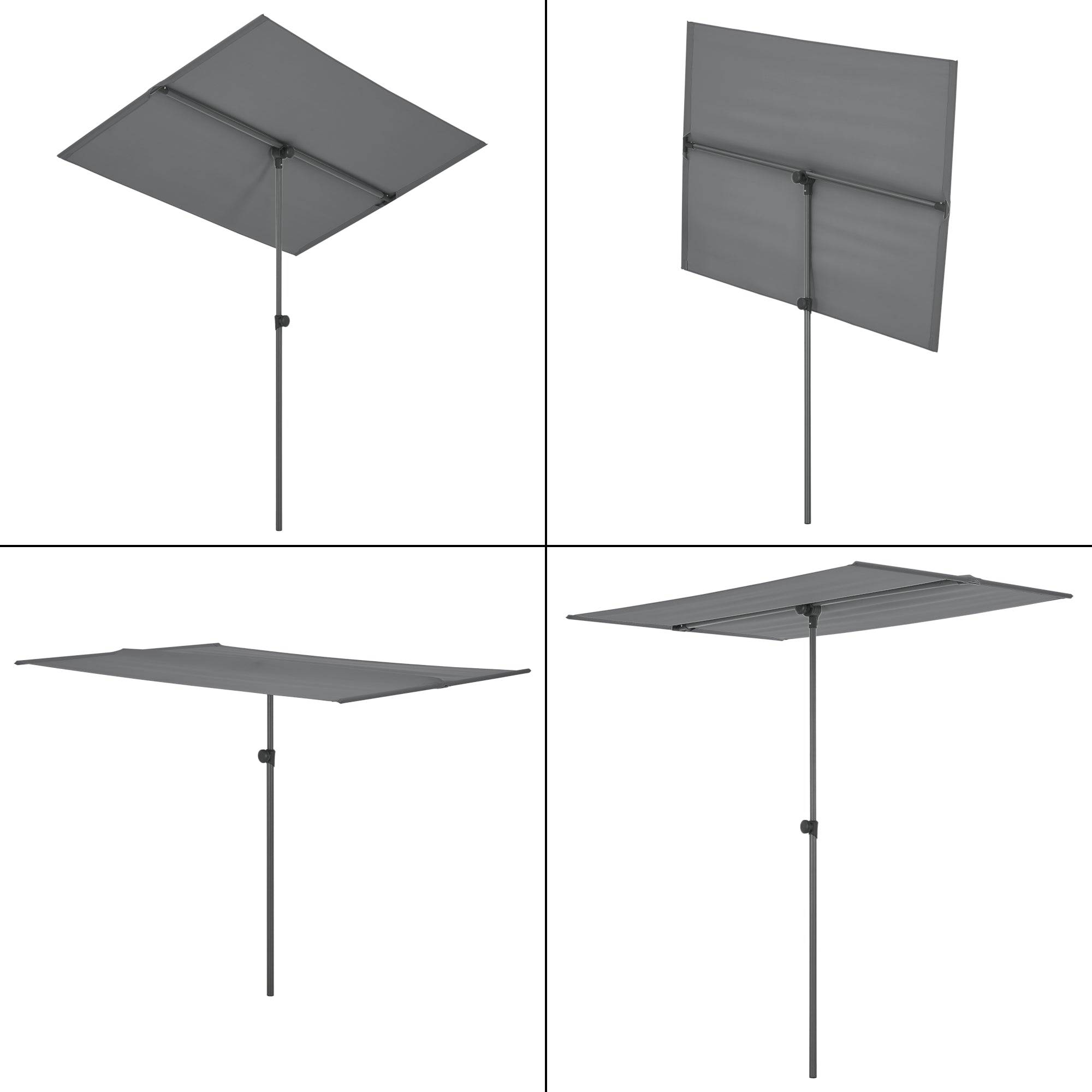 Helloshop26 - Parasol inclinable à 360° rectangulaire 180 x 130 cm gris - Image 5