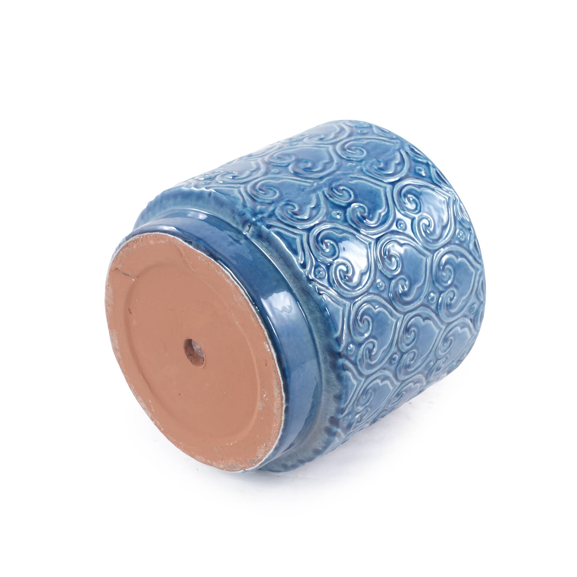 ComfortXL - Petit pot de fleurs céramique bleu Ø19 cm intérieur bureau avec drainage décor cœur - ComfortXL Outdoor Living - Image 6