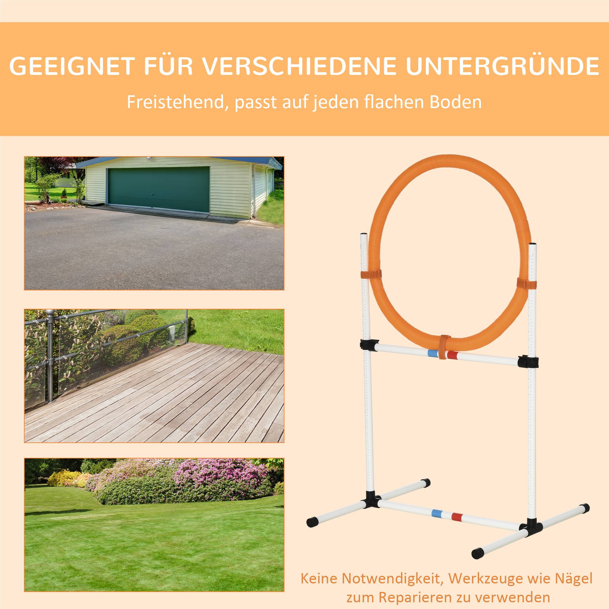 ComfortXL - Anneau agilité chien en plastique blanc et orange 74,5 x 66 x 91 cm 2-en-1 - ComfortXL Outdoor Living - Image 8