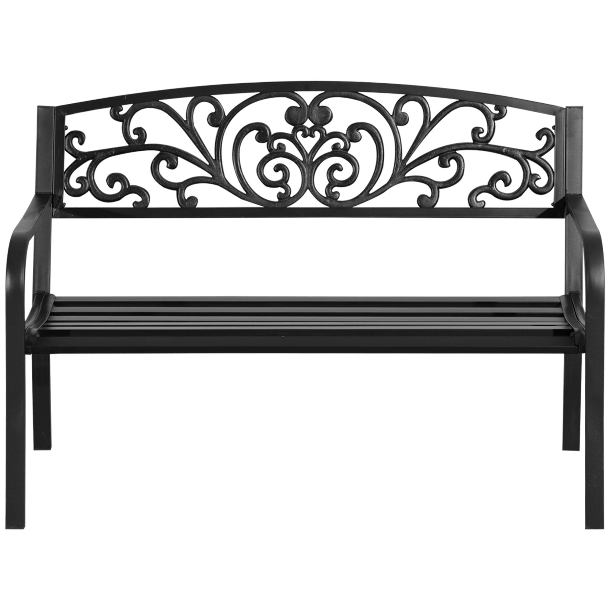 Banc de Jardin terrasse en Acier Fonte Noir 2 Places 127 x 60 x 87 cm Charge Max 240 Kg - Image 2