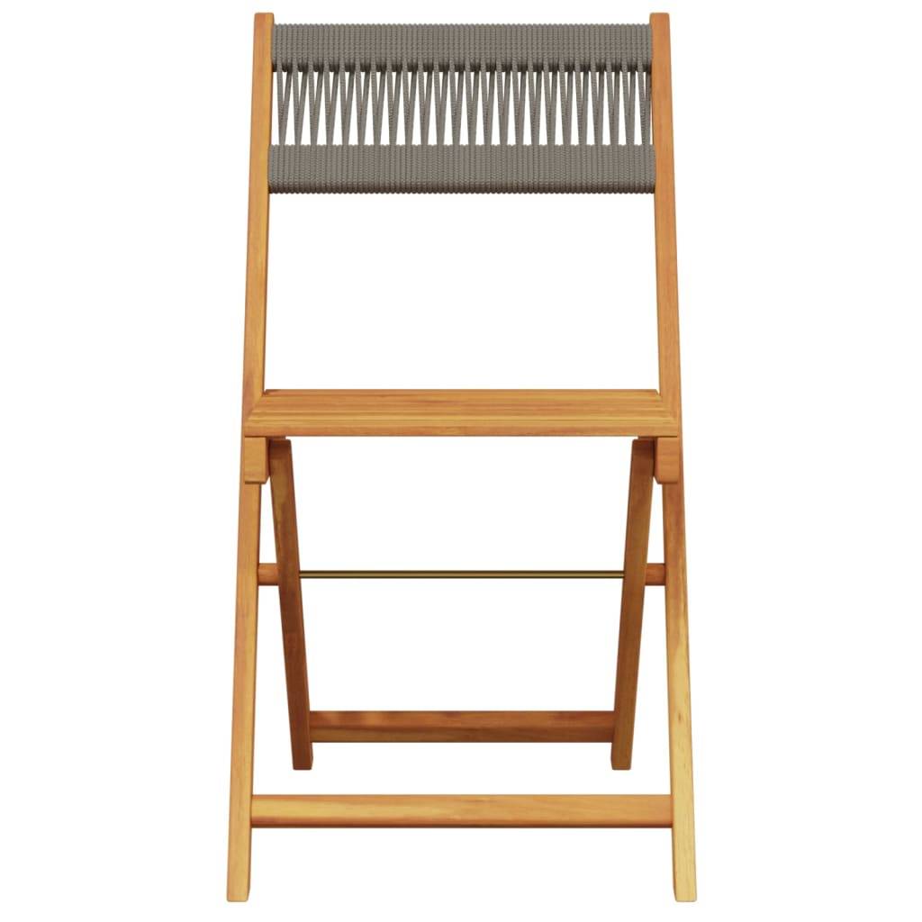 Ensemble de bistro 3 pcs | Mobilier d'extérieur gris polypropylène et bois massif Maison Chic - Image 4