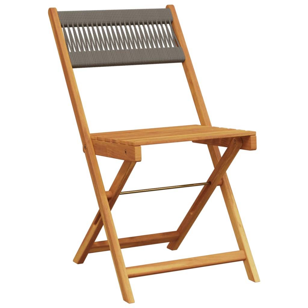 Ensemble de bistro 3 pcs | Mobilier d'extérieur gris polypropylène et bois massif Maison Chic - Image 3