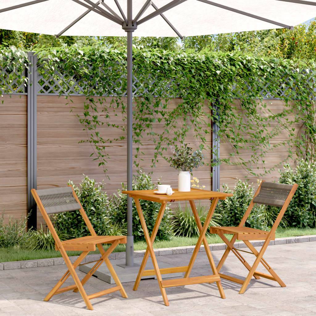 Ensemble de bistro 3 pcs | Mobilier d'extérieur gris polypropylène et bois massif Maison Chic - Image 2