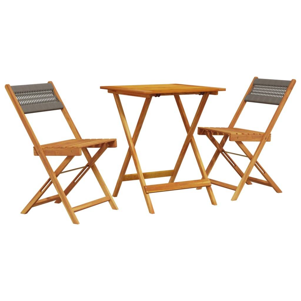 Ensemble de bistro 3 pcs | Mobilier d'extérieur gris polypropylène et bois massif Maison Chic - Image 1