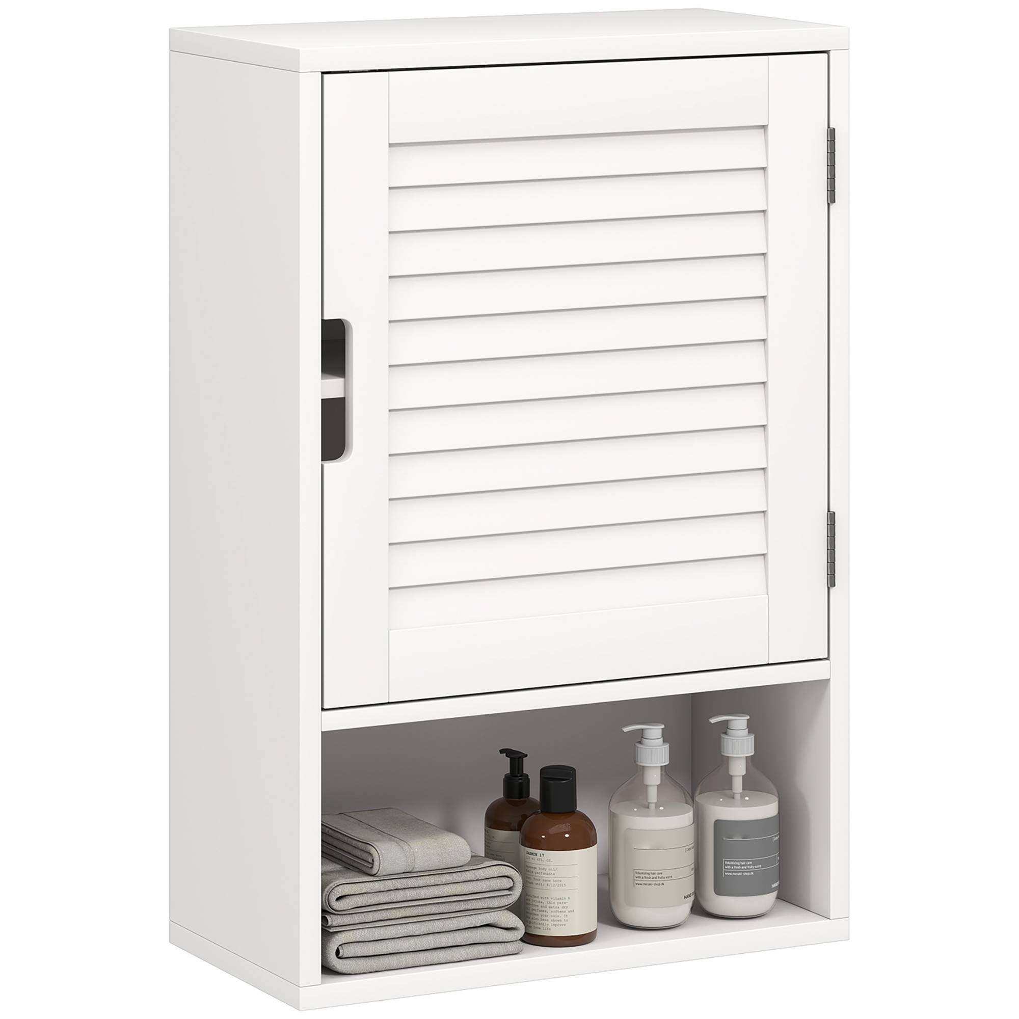 Sans Marque - Meuble salle bain mural une porte étagères réglables 40x20x60 cm blanc - Image 1