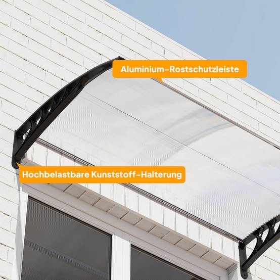 Auvent de porte polycarbonate pour fenêtre protection anti-UV et pluie 150x90cm Blanc - ComfortXL Outdoor Living - Image 10