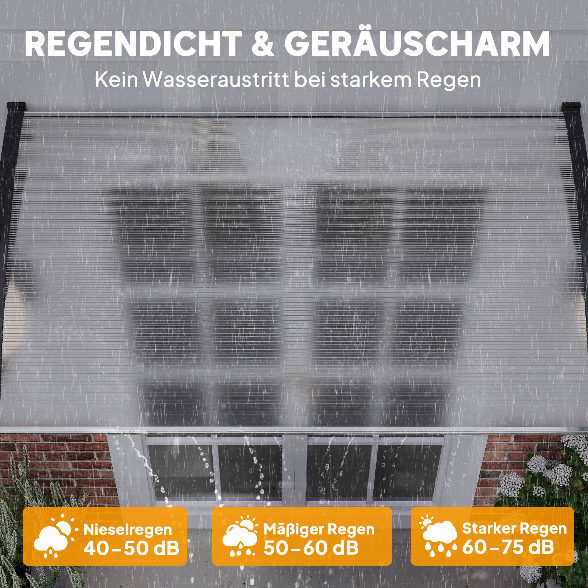 Auvent de porte polycarbonate pour fenêtre protection anti-UV et pluie 150x90cm Blanc - ComfortXL Outdoor Living - Image 7