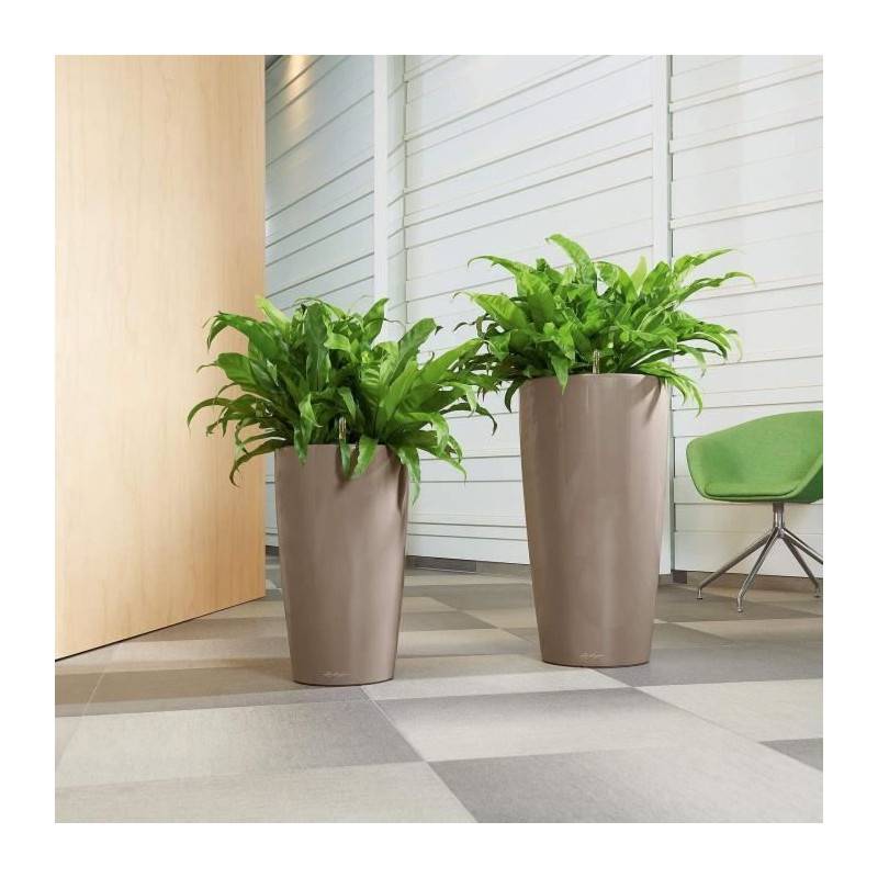 Lechuza - Pot De Fleur Rondo Premium 40 - Lec - Kit Complet - Taupe Brillant - Résistant Aux Intempéries - Image 5