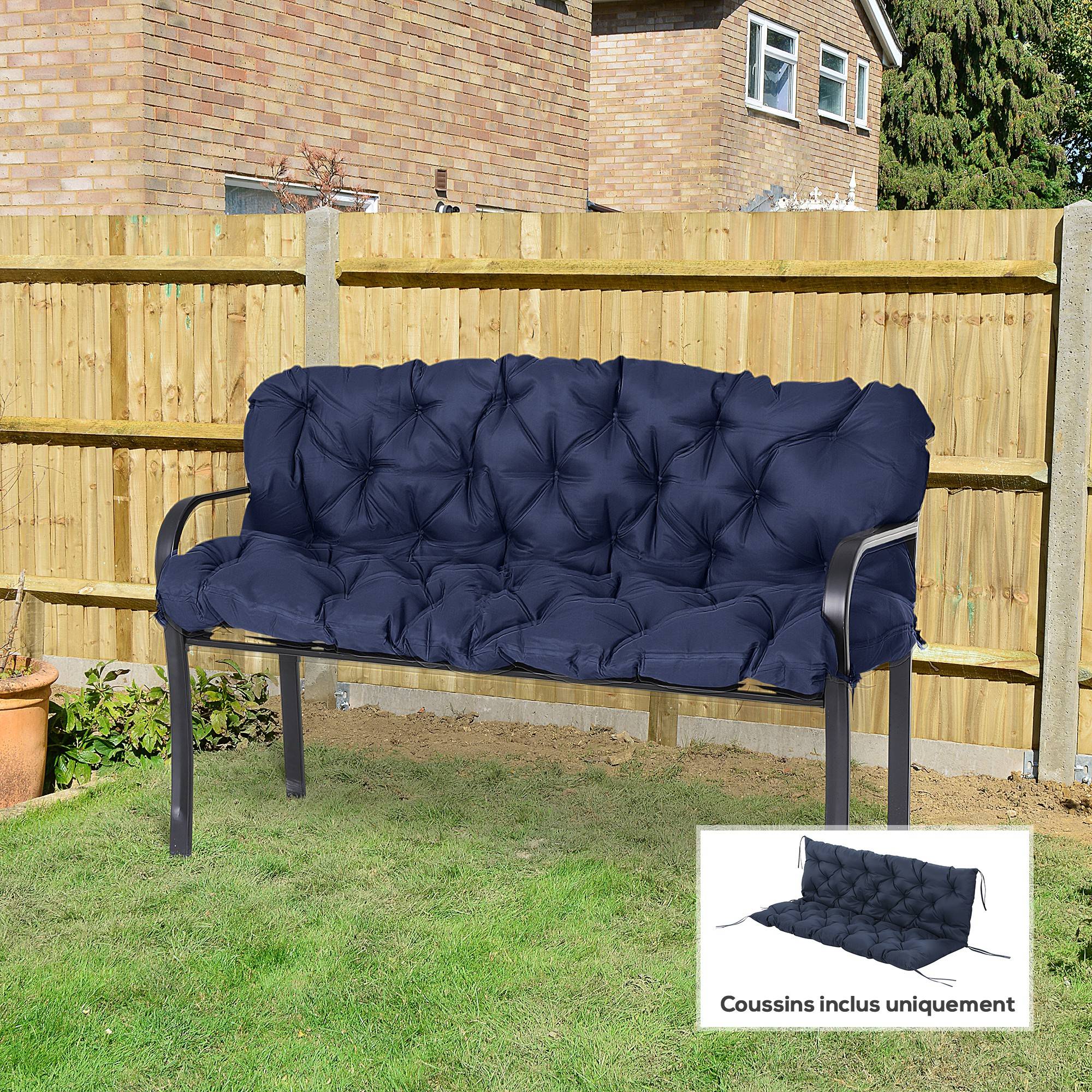 Maison Chic - Coussin Assise Dossier pour Banc de Jardin balancelle canapé 3 Places Grand Confort 150 x 98 x 8 cm Bleu - Image 4