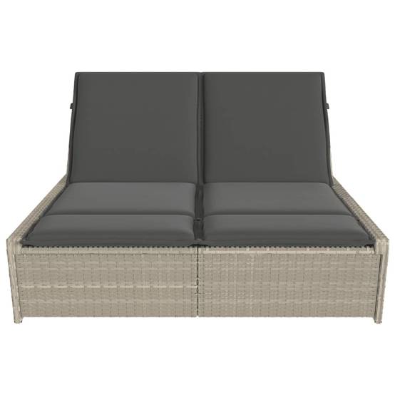 Chaise longue double résine tressée coussins gris clair 118 x 200 x 50.5/62.5/73.5/83 cm - PANGIVO - Image 3
