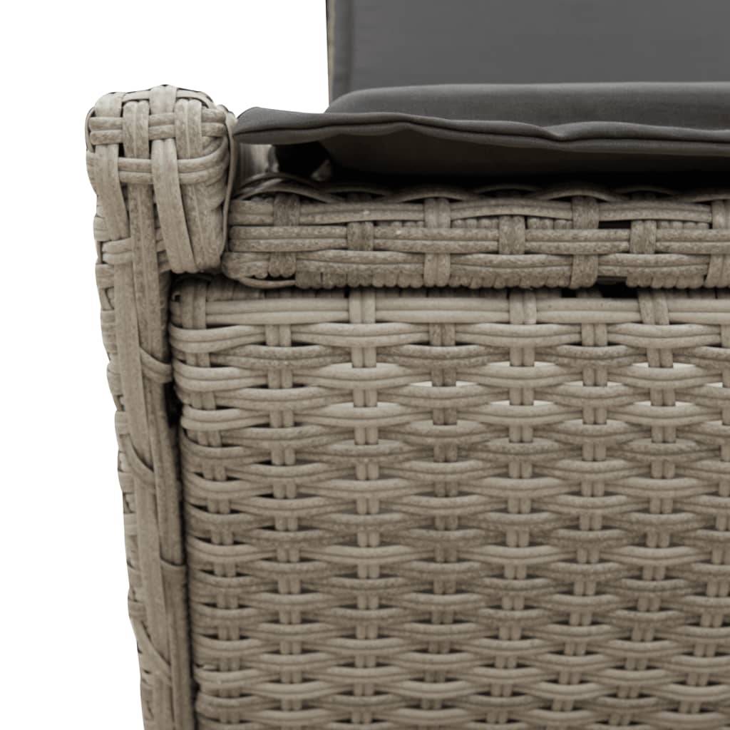 Chaise longue double résine tressée coussins gris clair 118 x 200 x 50.5/62.5/73.5/83 cm - PANGIVO - Image 9