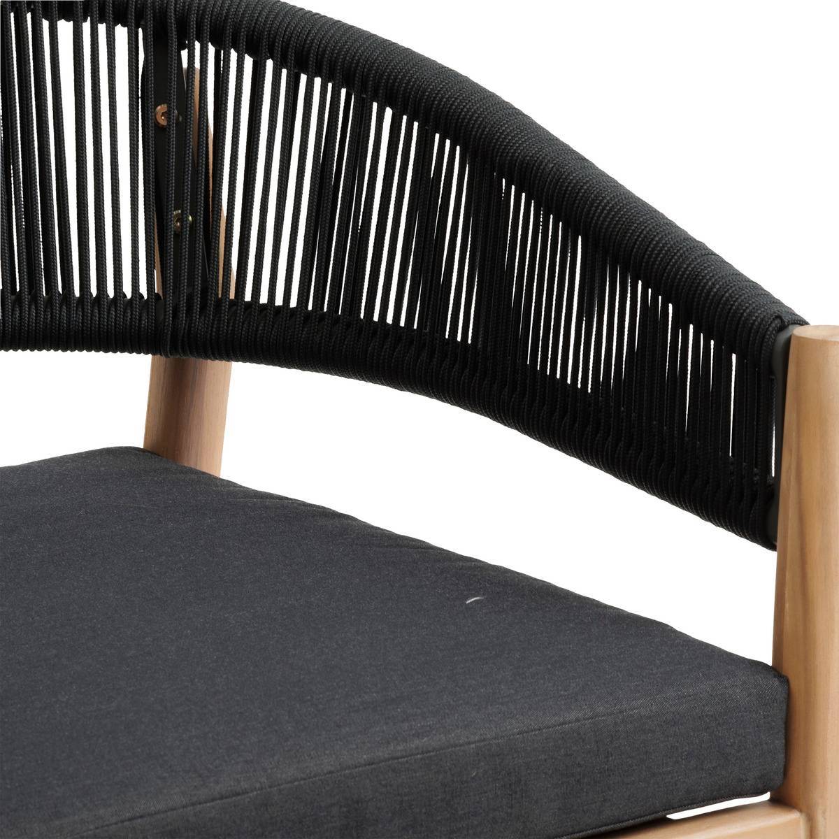 Hesperide - Lot de 2 fauteuils de jardin "Tevio" anthracite en aluminium traité époxy et acacia Hespéride - Image 2