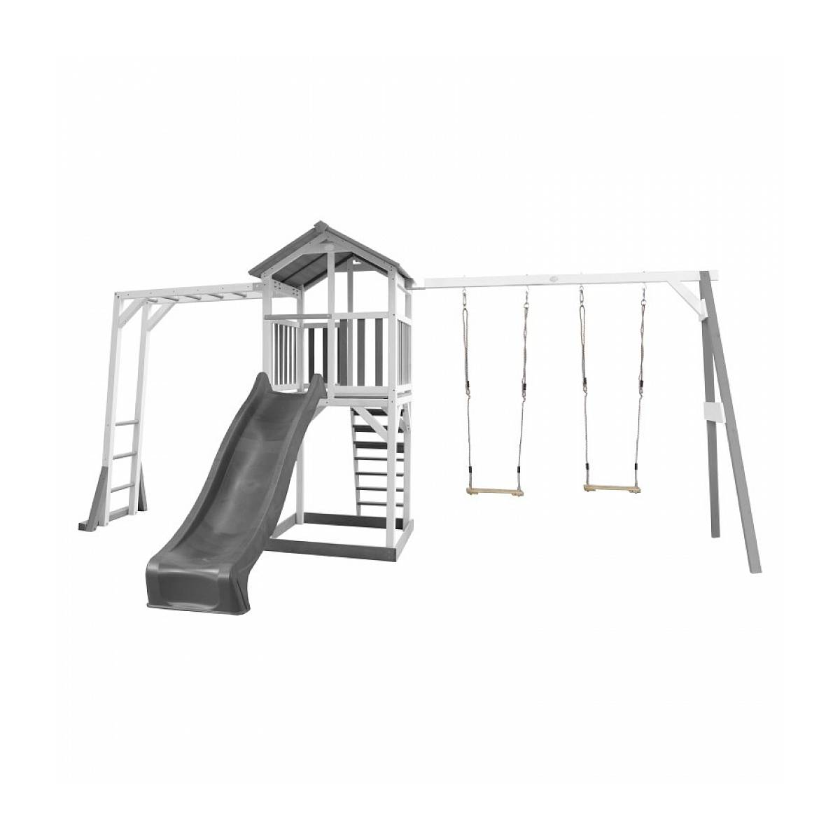 AXI Structure de Jeu Beach Tower en Bois Blanc et Gris avec Toboggan, Balançoires et Cadre d'Escalade - Image 1